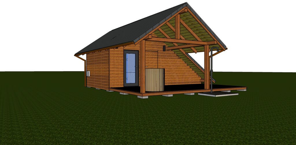 Ogrodowa sauna - dach dwuspadowy
